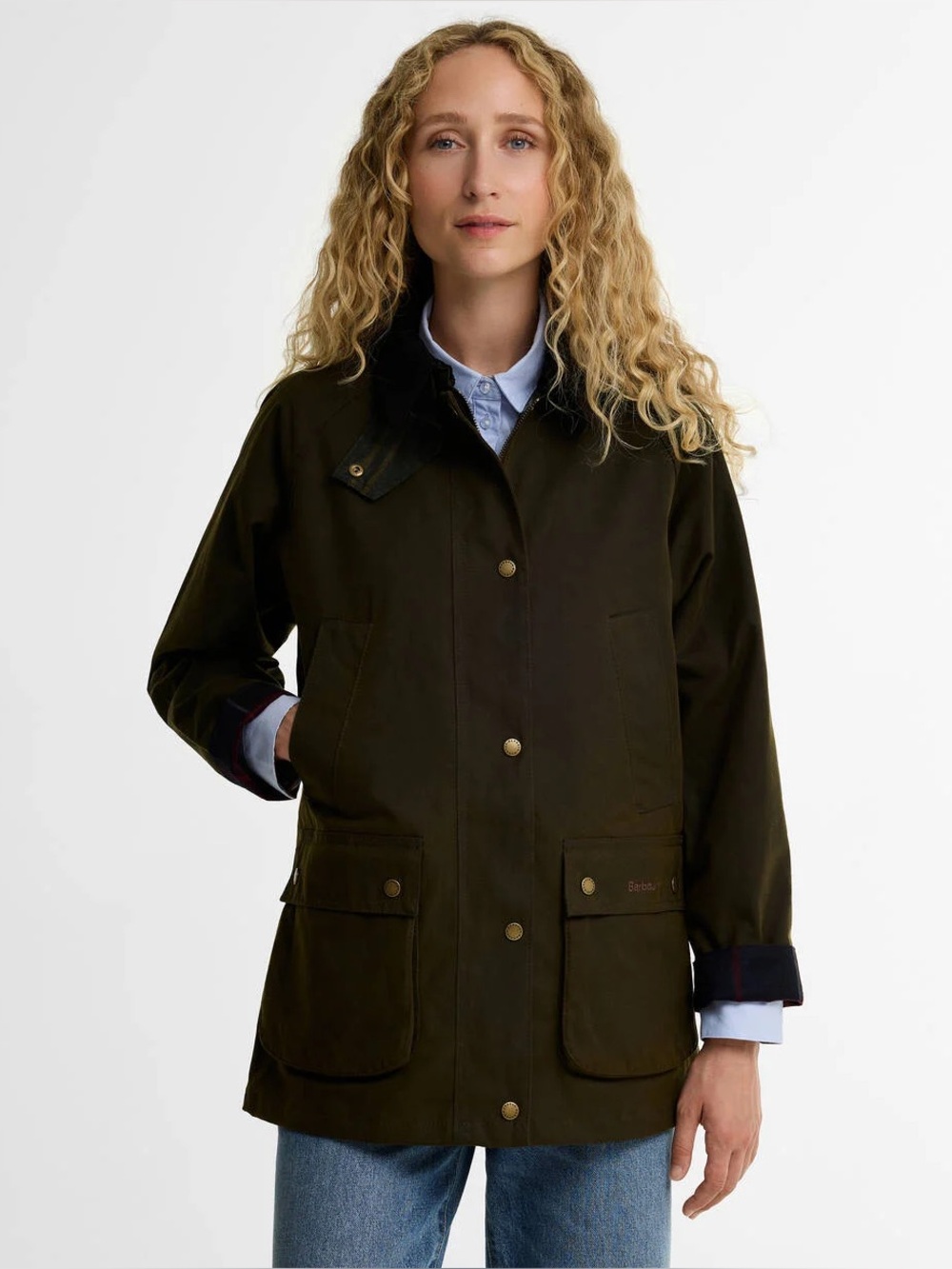 Barbour Acorn Waxed Jacket – Size US 16 / UK 20 – Olive